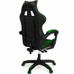 IDMarket Fauteuil gamer réglable et inclinable avec repose pied et coussins noir et vert* Collection Télétravail|Chaises De Bureau Et Accessoires
