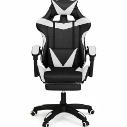 IDMarket Fauteuil gamer réglable et inclinable avec repose-pied et coussins noir et blanc* Collection Télétravail|Chaises De Bureau Et Accessoires