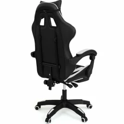 IDMarket Fauteuil gamer réglable et inclinable avec repose-pied et coussins noir et blanc* Collection Télétravail|Chaises De Bureau Et Accessoires