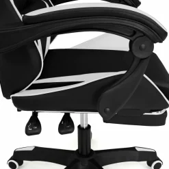 IDMarket Fauteuil gamer réglable et inclinable avec repose-pied et coussins noir et blanc* Collection Télétravail|Chaises De Bureau Et Accessoires