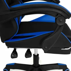 IDMarket Fauteuil gamer réglable et inclinable avec repose-pied et coussins noir et bleu* Collection Télétravail|Chaises De Bureau Et Accessoires