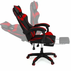 IDMarket Fauteuil gamer réglable et inclinable avec repose pied et coussins noir et rouge* Collection Télétravail|Chaises De Bureau Et Accessoires