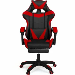 IDMarket Fauteuil gamer réglable et inclinable avec repose pied et coussins noir et rouge* Collection Télétravail|Chaises De Bureau Et Accessoires