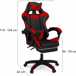 IDMarket Fauteuil gamer réglable et inclinable avec repose pied et coussins noir et rouge* Collection Télétravail|Chaises De Bureau Et Accessoires