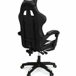 IDMarket Fauteuil gamer réglable, inclinable avec repose-pied et coussins noir, blanc et gris* Collection Télétravail|Chaises De Bureau Et Accessoires