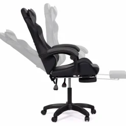 IDMarket Fauteuil gaming LED noir et gris avec repose-pied, coussin tête + lombaire* Collection Télétravail|Chaises De Bureau Et Accessoires