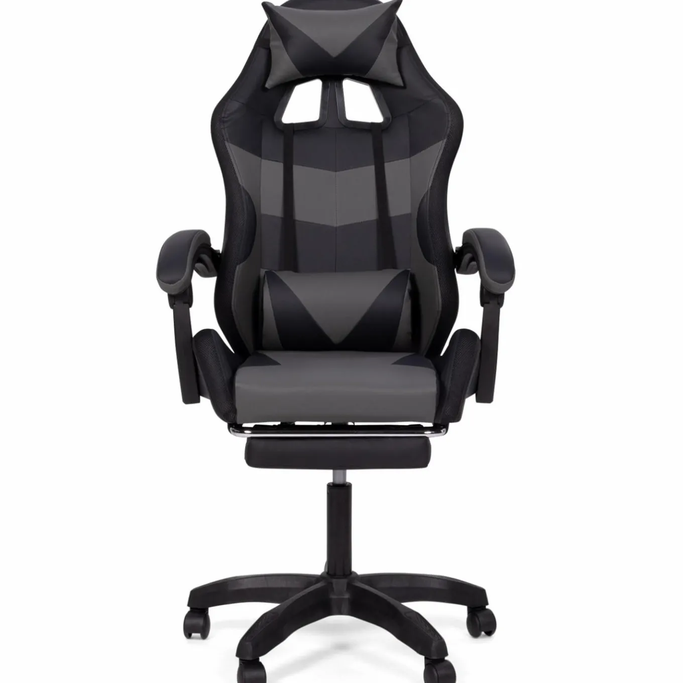IDMarket Fauteuil gaming LED noir et gris avec repose-pied, coussin tête + lombaire* Collection Télétravail|Chaises De Bureau Et Accessoires