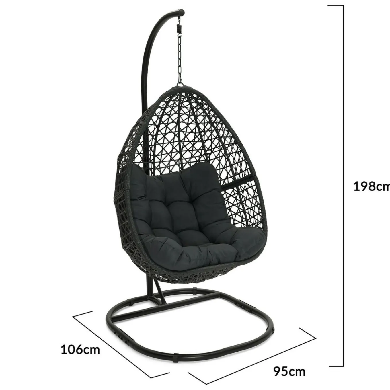 IDMarket Fauteuil lune suspendu avec coussins gris* Fauteuils De Jardin