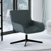 IDMarket Fauteuil pivotant gris en velours et pieds noirs* Collection Scandinave|Fauteuils