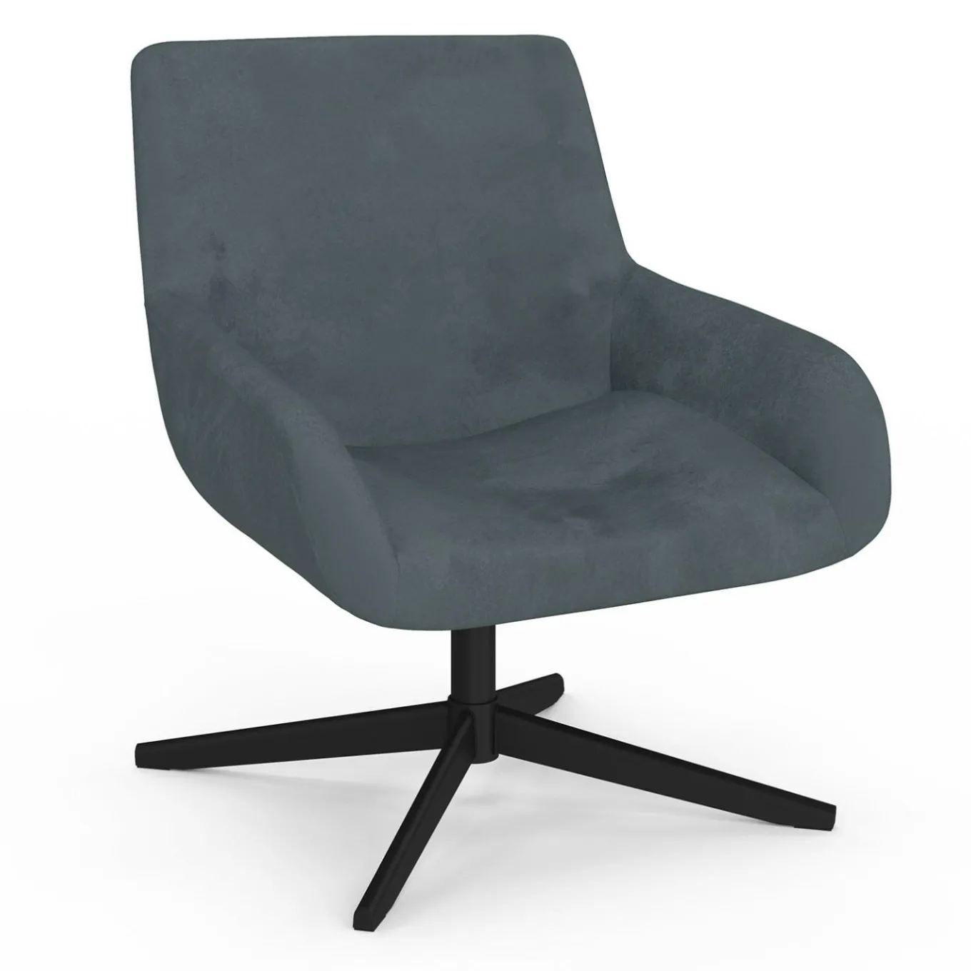 IDMarket Fauteuil pivotant gris en velours et pieds noirs* Collection Scandinave|Fauteuils