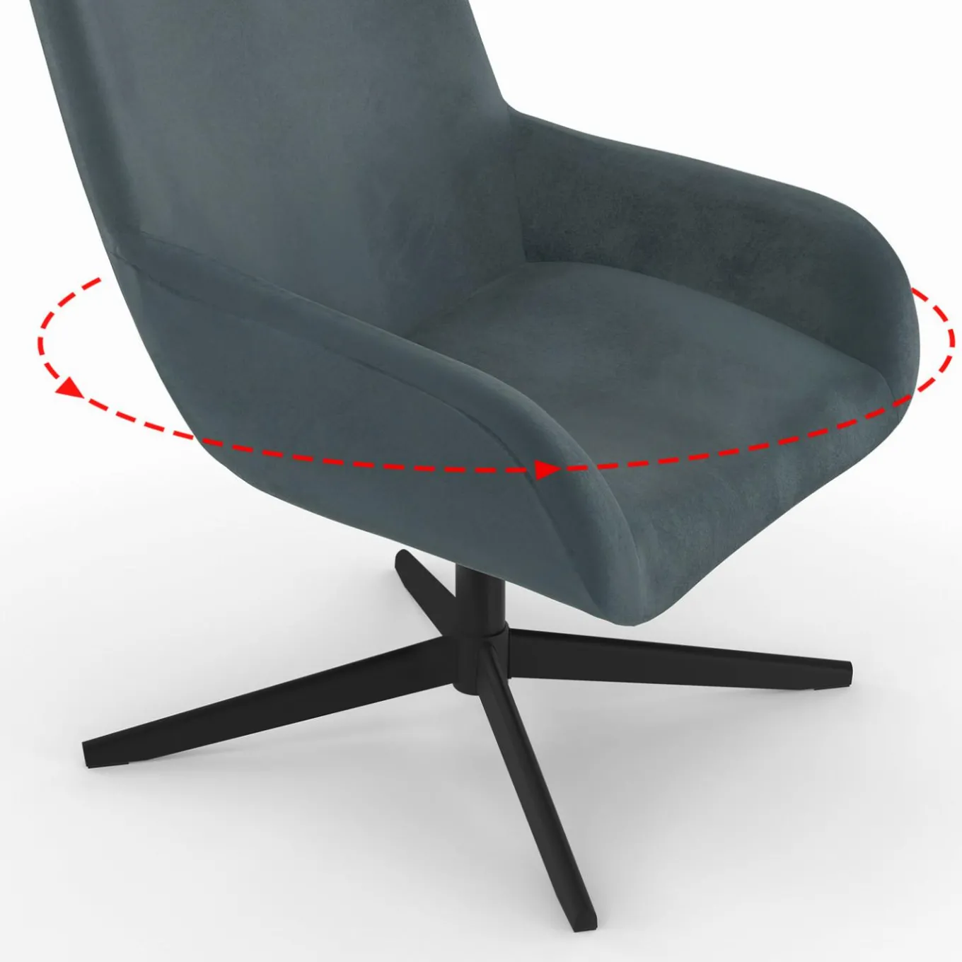 IDMarket Fauteuil pivotant gris en velours et pieds noirs* Collection Scandinave|Fauteuils