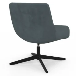 IDMarket Fauteuil pivotant gris en velours et pieds noirs* Collection Scandinave|Fauteuils