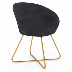 IDMarket Fauteuil rond en velours gris avec pieds croisés dorés* Fauteuils