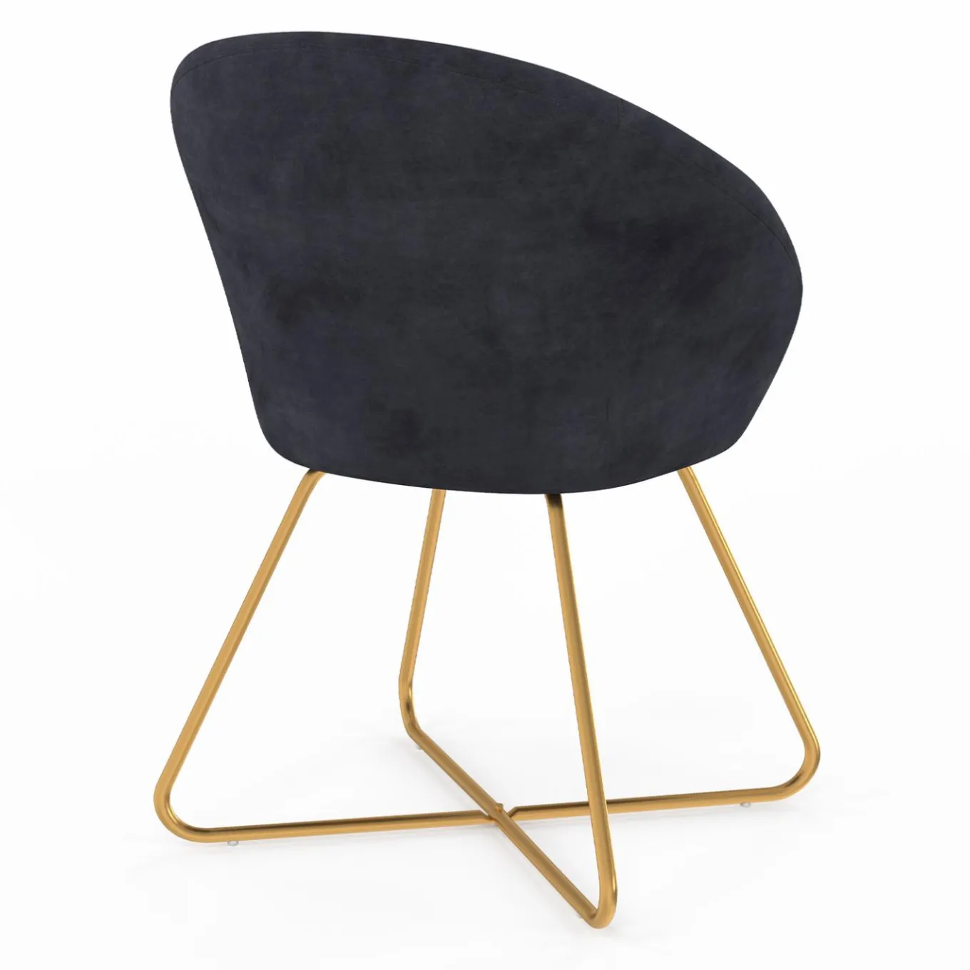 IDMarket Fauteuil rond en velours gris avec pieds croisés dorés* Fauteuils