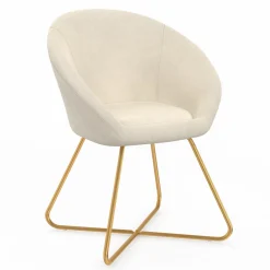 IDMarket Fauteuil rond en velours beige avec pieds croisés dorés* Fauteuils