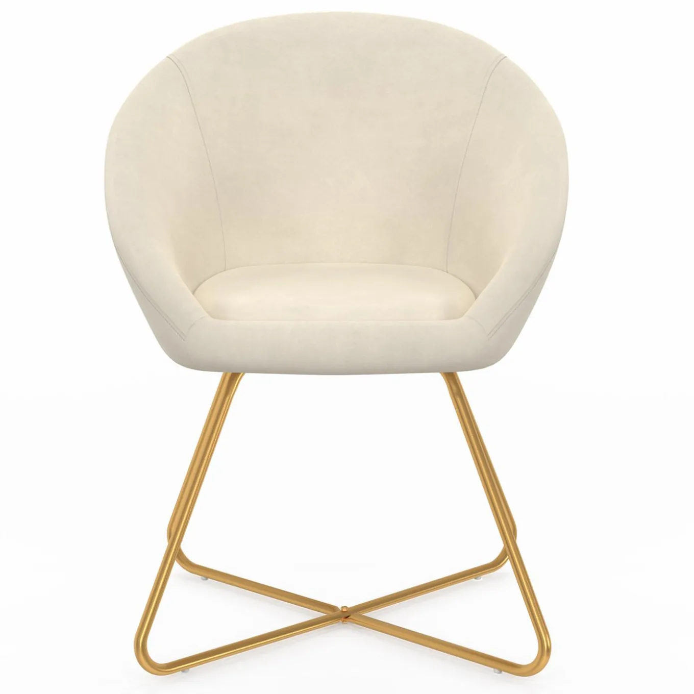 IDMarket Fauteuil rond en velours beige avec pieds croisés dorés* Fauteuils