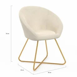 IDMarket Fauteuil rond en velours beige avec pieds croisés dorés* Fauteuils