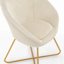 IDMarket Fauteuil rond en velours beige avec pieds croisés dorés* Fauteuils