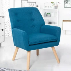 IDMarket Fauteuil scandinave bleu canard* Collection Agencement Magasin|Collection Scandinave