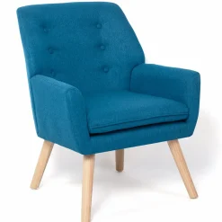 IDMarket Fauteuil scandinave bleu canard* Collection Agencement Magasin|Collection Scandinave