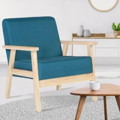 IDMarket Fauteuil scandinave bois bleu canard* Collection Agencement Magasin|Collection Scandinave