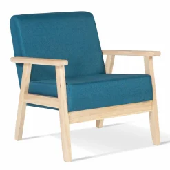 IDMarket Fauteuil scandinave bois bleu canard* Collection Agencement Magasin|Collection Scandinave
