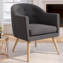 IDMarket Fauteuil scandinave cabriolet gris anthracite* Fauteuils