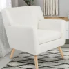 IDMarket Fauteuil scandinave en tissu bouclette blanc* Collection Agencement Magasin|Collection Scandinave