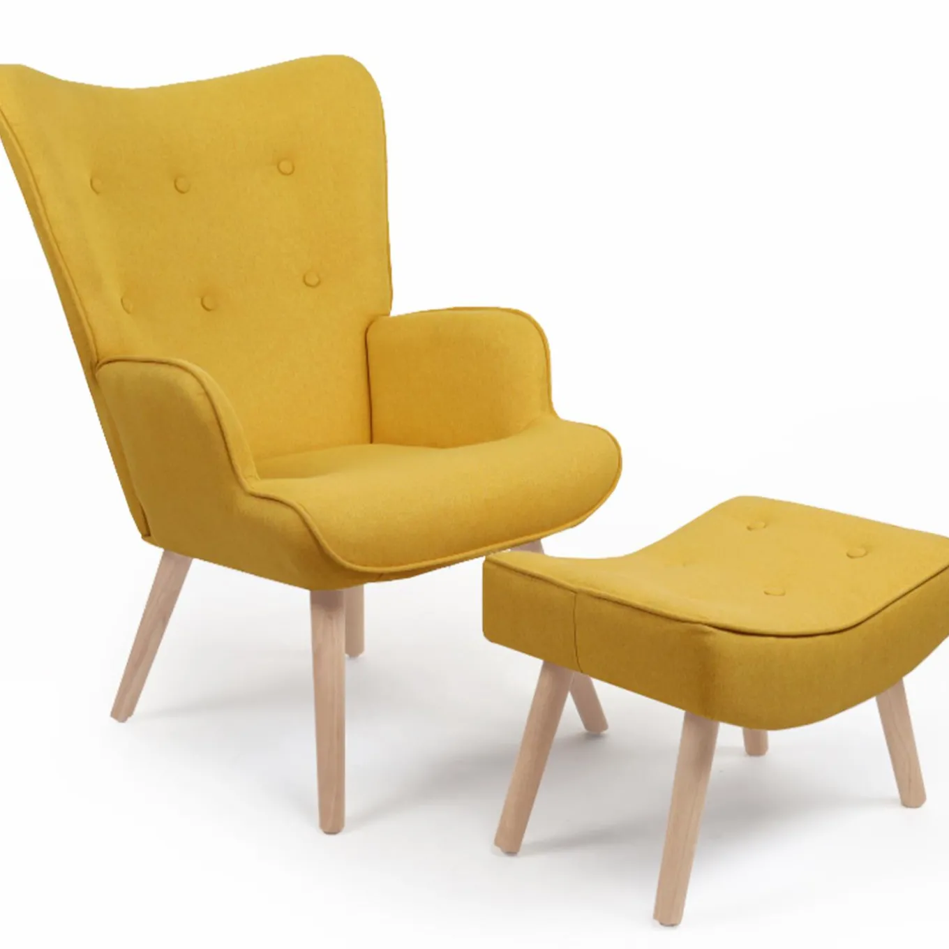 IDMarket Fauteuil scandinave en tissu jaune* Collection Scandinave|Salon Complet