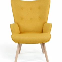 IDMarket Fauteuil scandinave en tissu jaune* Collection Scandinave|Salon Complet