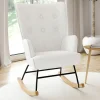 IDMarket Fauteuil scandinave en tissu à bascule bouclette beige* Collection Scandinave|Fauteuils