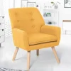 IDMarket Fauteuil scandinave en tissu jaune moutarde* Collection Scandinave|Salon Complet