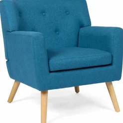IDMarket Fauteuil scandinave en tissu bleu canard* Collection Agencement Magasin|Collection Scandinave