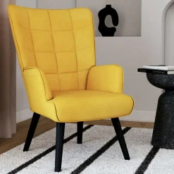 IDMarket Fauteuil scandinave en velours jaune moutarde* Collection Vintage|Collection Scandinave