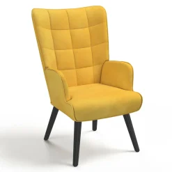 IDMarket Fauteuil scandinave en velours jaune moutarde* Collection Vintage|Collection Scandinave