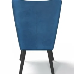 IDMarket Fauteuil scandinave en velours bleu avec repose-pieds* Collection Vintage|Collection Scandinave