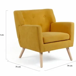 IDMarket Fauteuil scandinave jaune moutarde* Collection Agencement Magasin|Collection Scandinave