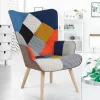 IDMarket Fauteuil scandinave multicolore et imprimé pied de poule* Collection Agencement Magasin|Collection Scandinave