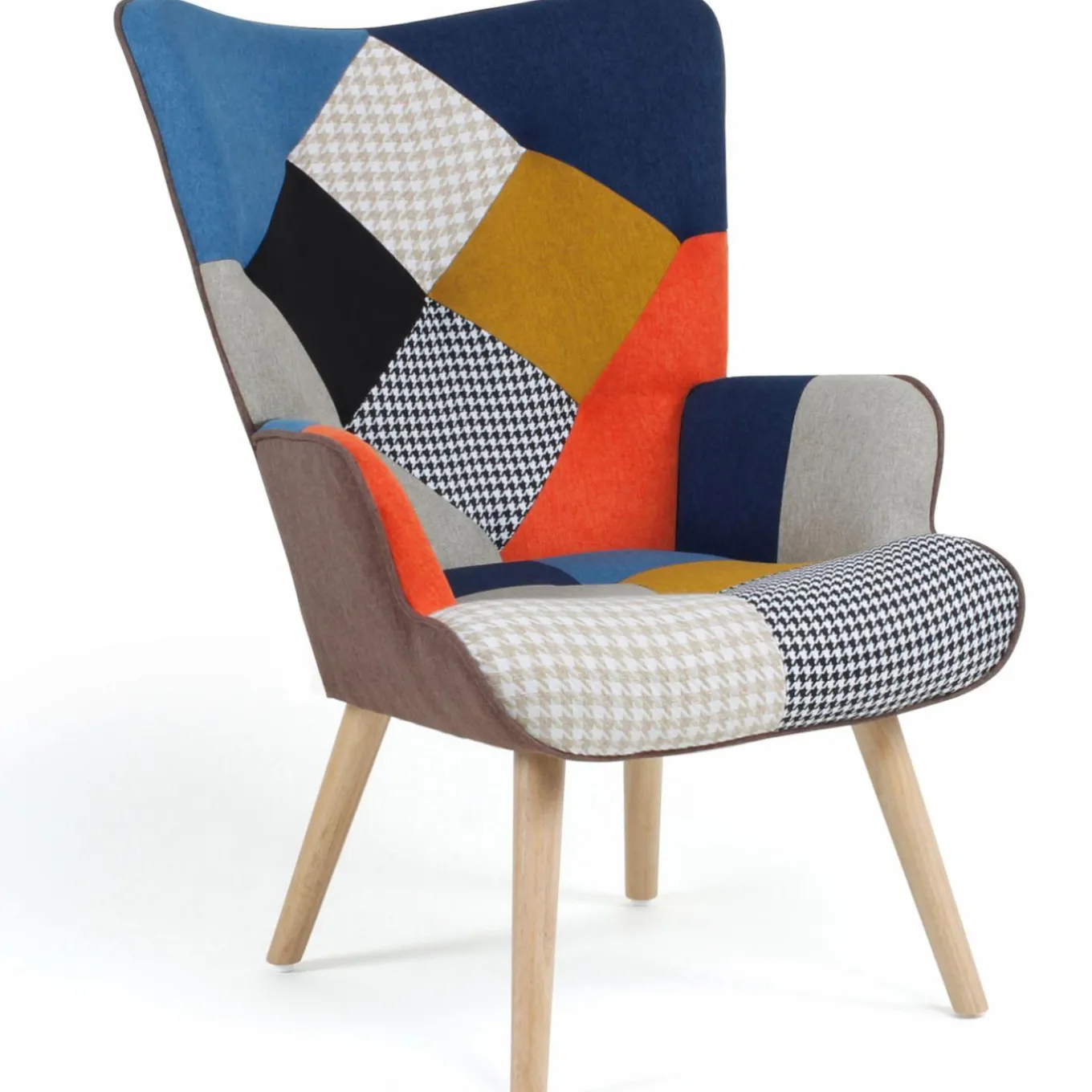 IDMarket Fauteuil scandinave multicolore et imprimé pied de poule* Collection Agencement Magasin|Collection Scandinave