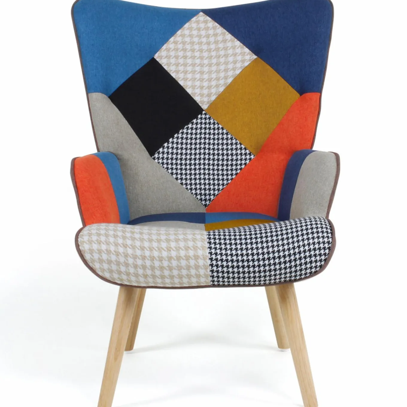 IDMarket Fauteuil scandinave multicolore et imprimé pied de poule* Collection Agencement Magasin|Collection Scandinave