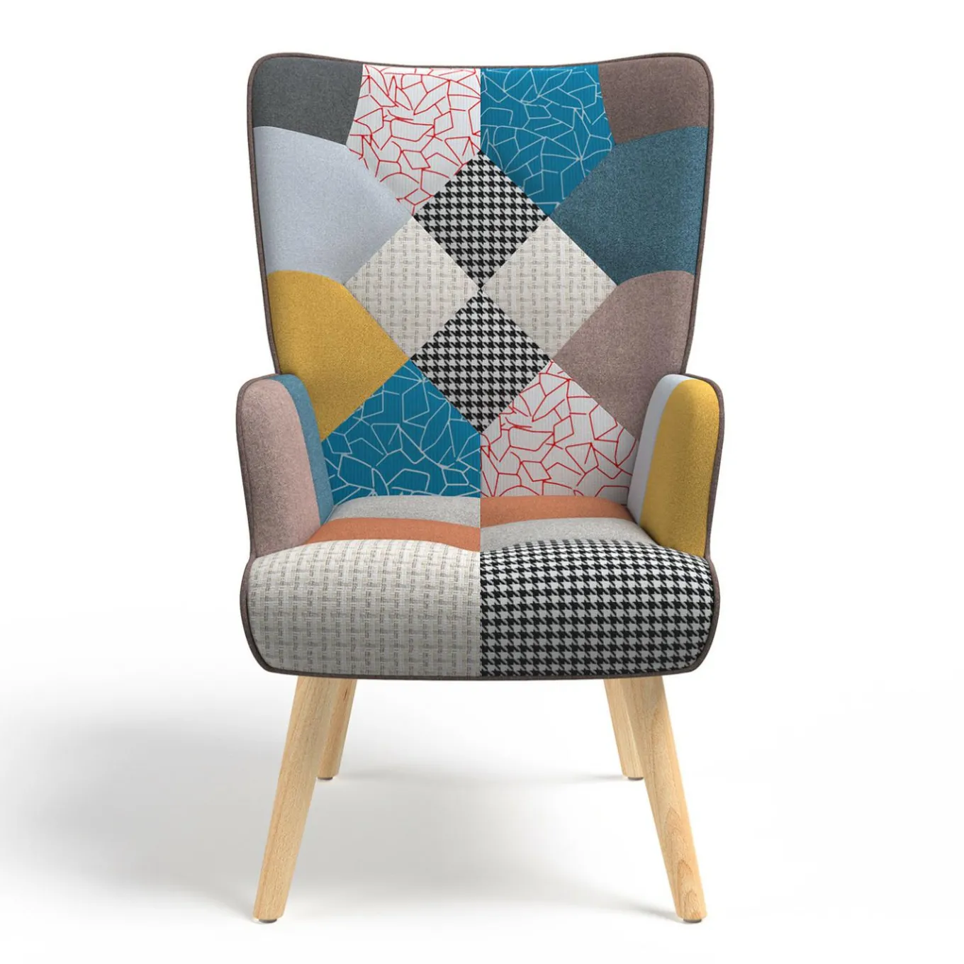 IDMarket Fauteuil scandinave multicolore avec repose pieds* Collection Scandinave|Salon Complet