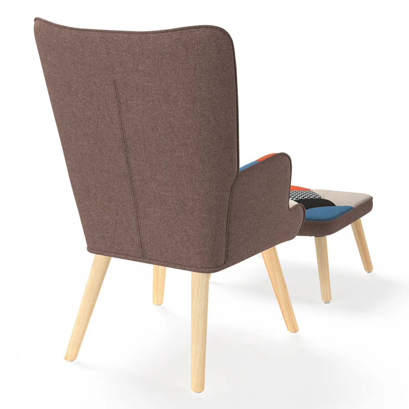 IDMarket Fauteuil scandinave multicolore avec repose pieds* Collection Scandinave|Salon Complet