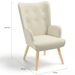 IDMarket Fauteuil scandinave tissu beige* Collection Scandinave|Fauteuils