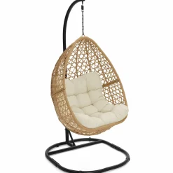 IDMarket Fauteuil suspendu effet rotin avec coussin écru* Fauteuils De Jardin