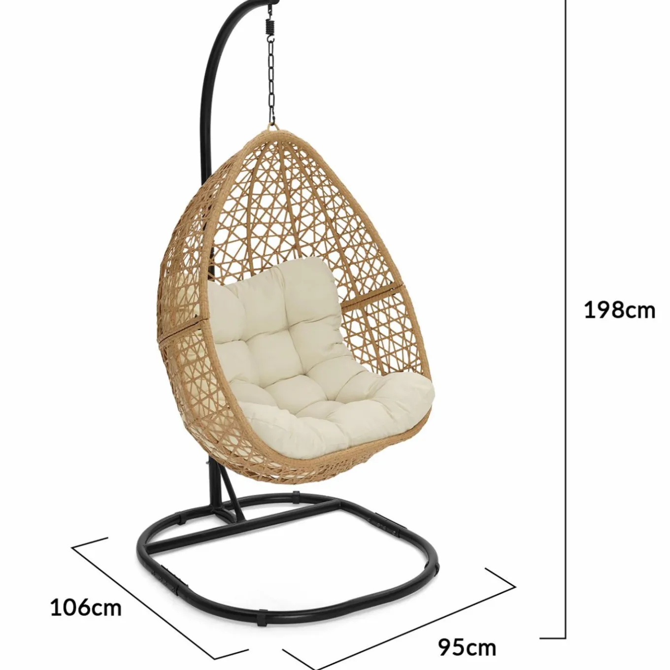 IDMarket Fauteuil suspendu effet rotin avec coussin écru* Fauteuils De Jardin