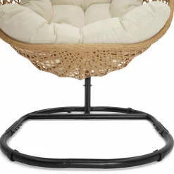 IDMarket Fauteuil suspendu effet rotin avec coussin écru* Fauteuils De Jardin