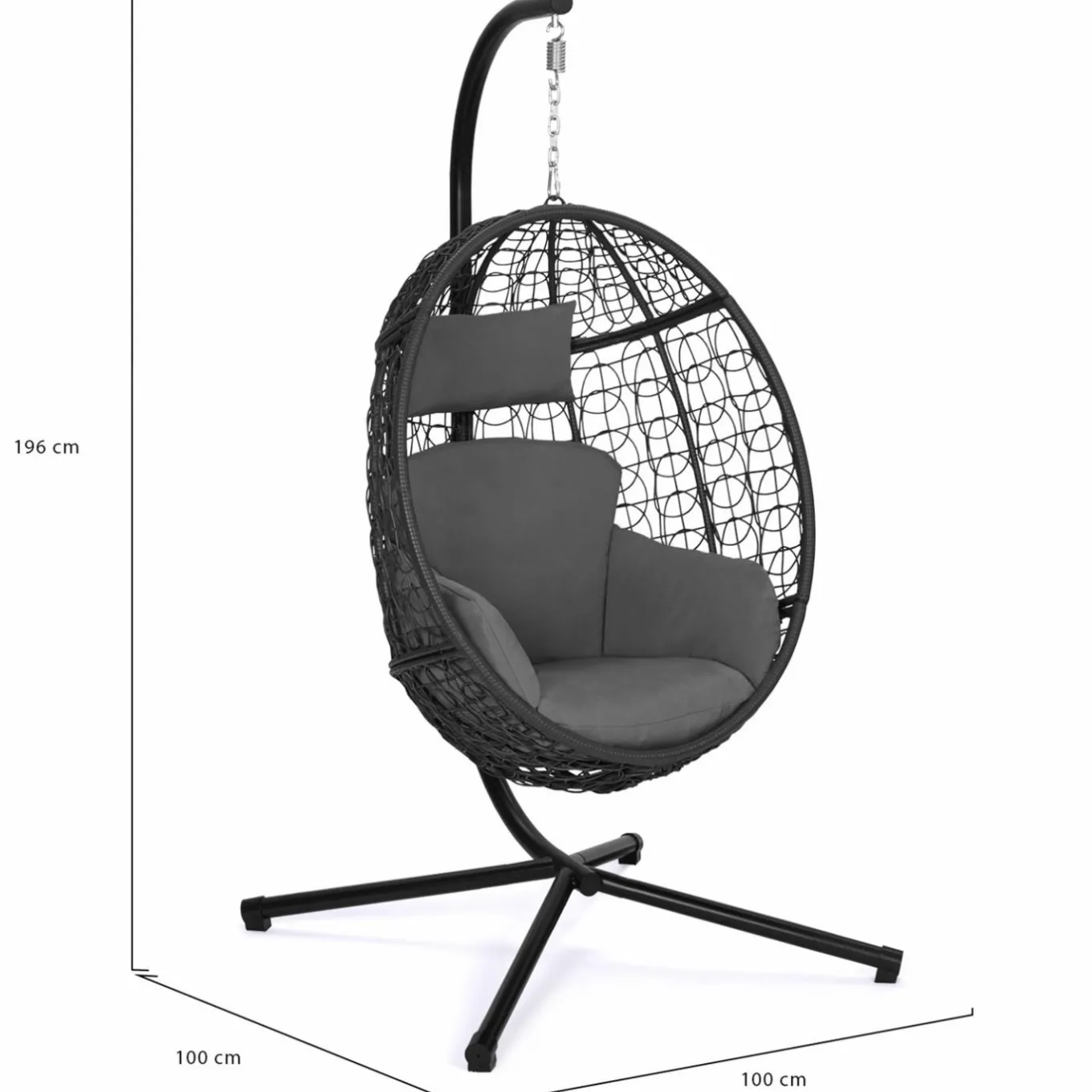 IDMarket Fauteuil œuf suspendu avec coussins gris* Fauteuils De Jardin