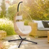 IDMarket Fauteuil œuf suspendu effet rotin avec coussins écru* Fauteuils De Jardin
