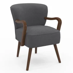 IDMarket Fauteuil vintage gris avec pieds en bois foncé* Fauteuils