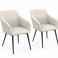 IDMarket Fauteuils de table en velours côtelé beige : lot de 2* Collection Design|Tables Et Chaises